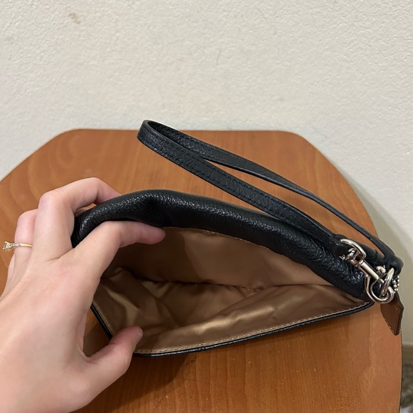 COACH Park Pebbled Black Leather Wristlet Brown Hangtag Travel Handbag Business - Picture 8 of 11
